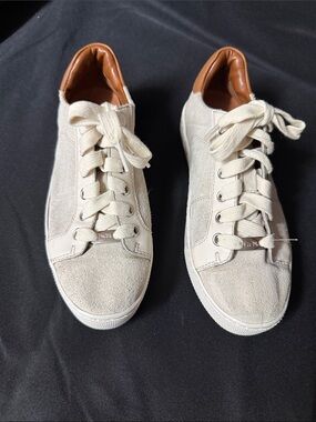 Coach Suede Sneakers in Cream with Tan Collar